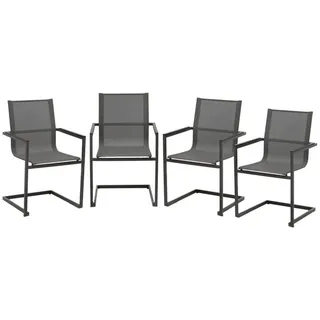 Lomadox Gartenstuhl HGA-120, Freischwinger mit Armlehnen, anthrazit, ca. 68x87x58 cm grau