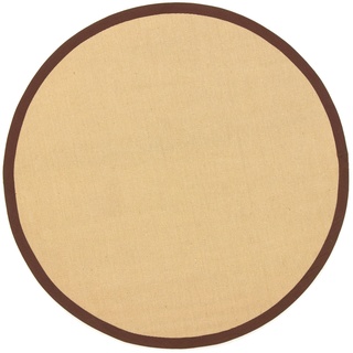 Sisalteppich CARPETFINE "Sisal" Teppiche Gr. Ø 160 cm, 5 mm, 1 St., braun Esszimmerteppiche mit farbiger Bordüre, Anti-Rutsch Rückseite