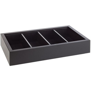 APS Besteck-/ Universal-Box, Holz, 53 x 32,5 cm, H: 11 cm, vier Kammern, schwarz
