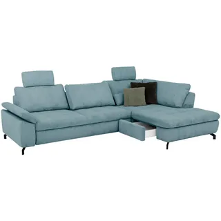 Beldomo Style Ecksofa Sense, Hellblau, Metall, 3-Sitzer, Ottomane rechts, Eckteil, L-Form, 291x197 cm, Goldenes M, Typenauswahl, Fußauswahl, Stoffauswahl, seitenverkehrt erhältlich, individuell planbar, Wohnzimmer, Sofas & Couches, Wohnlandschaften, Ecksofas