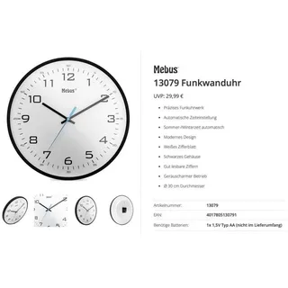 MEBUS Bahnhofsuhr 30,0 cm 13079 schwarz