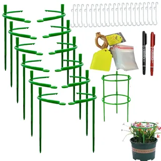 Fycooler 4 Stück Garten Rankhilfe-Tomatenkäfig Rankhilfe 4x20cm Pflanzenstütze Rankgitter,Rankhilfen für Pflanzen Blumen Gemüse,Pflanzenstütze rund Klettergerüst mit Tomatenhaken Pflanzzubehör