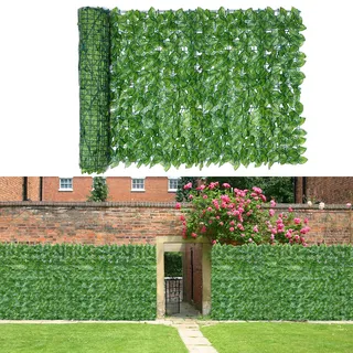 HUIMO Zaunspalier mit Weinblättern, künstlicher Efeu Sichtschutzzaun Sichtschutz Gartenzaun Sichtschutz Rolle, künstliche Hecken Panel für Inddor Outdoor Falsche Garten Wandverkleidung Balkon Dekor