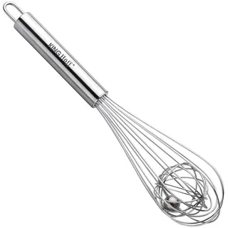 Kugel-Schneebesen Edelstahl Ø 6x26cm - Effizientes Rühren für Rührei, Teig & Gebäck - Spülmaschinenfest, hygienisch, mit Kugelrolle & Haken zum Aufhängen