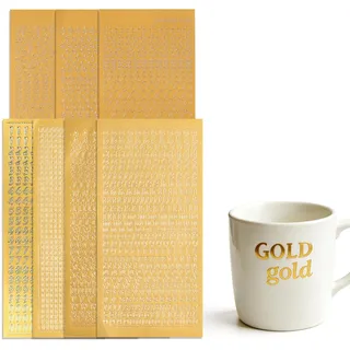 ARYIMYDP 7 Fogli Wachsbuchstaben Für Kerzen,gold, Buchstaben-Setset Groß- Und Kleinbuchstaben,Zahlen Zum Beschriften Von Glatten Flächen Wie Kerzen Zur Taufe Kommunion Oder Hochzeit