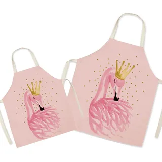 Eyands Eltern-Kind-Schürze für das Kochen - super nettes Muster Baumwolle und Leinen Küchenschürze für Mom Kinder, Kochen Malerei Gartenschürze - Adult and Kid