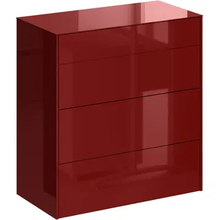 Kommode MÄUSBACHER, rot (bordeauxrot matt lack nb, glas bordeauxrot glanz), B:82cm H:89cm T:42cm, Sideboards, Kommode, Kommode BHT 82/89/42 cm, Push to open, Front+Oberplatte=Glas
