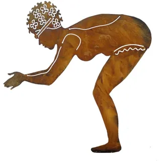 Skulptur Schwimmerin "Berta" Edelrost Figur Höhe:73,5 cm x 70 cm Teich Deko Garten Dekoration Rost