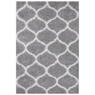 Vimoda Hochflor-Läufer Wohnzimmerteppich Modern, Rechteckig, Höhe: 30 mm, Marokkanisch, Raute Deko, Schlafzimmer,in Grau grau|weiß 80 cm x 150 cm x 30 mm
