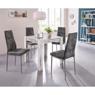 Essgruppe INOSIGN Sitzmöbel-Sets Gr. Set: 1 Tisch und 4 Stühle, grau (weiß, anthrazit) Essgruppen Sitzmöbel-Sets