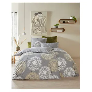 Heine Renforcé Grau 155 x 220 cm + 80 x 80 cm