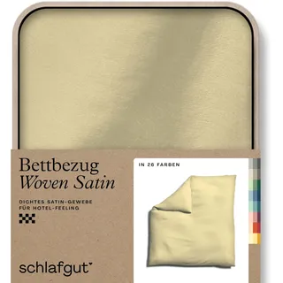 schlafgut Woven Satin Bettwäsche 200x200cm Bettdecke Bezug einzeln, Yellow Mid Uni in Hotelqualität mit 100% Baumwolle