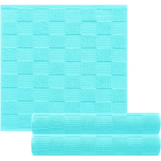 Lashuma Geschirrtücher 100% Baumwolle - Küchenhandtücher & Geschirrhandtücher 50x50 cm Waffelpique & Frottee Türkis, 3er Set
