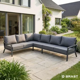 BRAST Gartenlounge-Set Aluminium Adria | viele Varianten & Module | bis zu 5 Personen | Sofa Sessel Tisch | korrosionsfrei wetterfest | Loungemöbe... - Silber