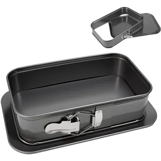 Springform Rechteckig 39.5 x 28cm Backform Rechteckig kuchenform Springform | Antihaftbeschichtet, Backform Quadratisch, aus Karbonstahl, Springformen Käsekuchenform Eckig, zum Backen von Kuchen