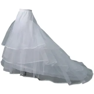 Brautkleid Krinoline Braut Petticoat Unterrock 2 Reifen mit 3 Schichten Tüll Kapelle Schleppe Weiß und Schwarz für Damen(White)