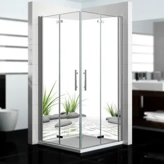 dedeco Eck-Duschrückwände Aluminium wasserfest Motiv: Zen V1, 2 x 90x200x0,3cm, Badrückwand, Fliesenersatz fugenlos Wandverkleidung Wandpaneele,...