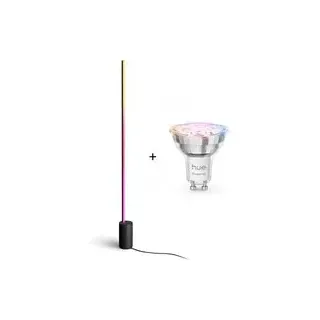 Philips Hue Gradient Signe Stehleuchte - Schwarz + Essential White and Color Ambiance GU10 4,7W LED Lampe