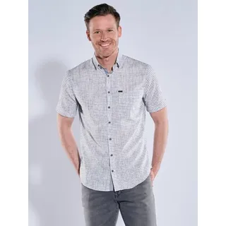 engbers Herren Kurzarm-Hemd mit Leinenanteil Grau regular kariert Button Under - L