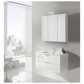 Badmöbel-Set EPIL Serie MBF, weiß Hochglanz, 2 Auszüge, Breite 860 mm - 93 230 58