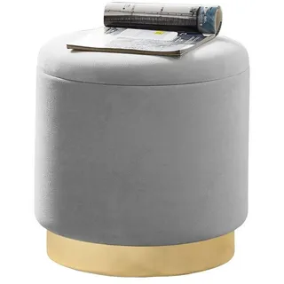 Zedelmaier Sitzhocker rund Hocker Zylindrischer Samthocker Fußbank (Set), mit stauraum grau