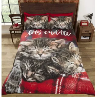 Rapport Home Kuschel-Katzen-König Rapport Cuddle Cats Bettwäsche-Set, Polybaumwolle, Multi, King Size