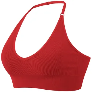 Neckholder Sport BH Rückenfrei Fitness Bustier Damen V Ausschinitt Sport-BHS Underwire Gepolstert Gerippt Bralette Klassische Crop Top Unterwäsche Crossback Bustier Trainings-BH für Outdoor Fitness