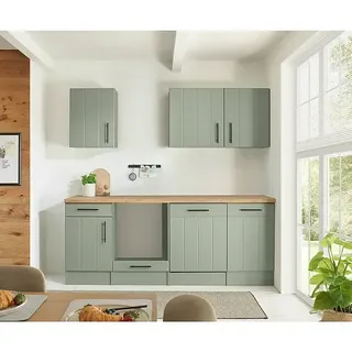 Respekta Küchenleerblock Anton  (Breite: 220 cm, Schilfgrün, Ohne Elektrogeräte)