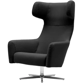 Softline - Havana Swivel Ohrensessel, Drehgestell Aluminium poliert / Filz Melange anthrazit (610)