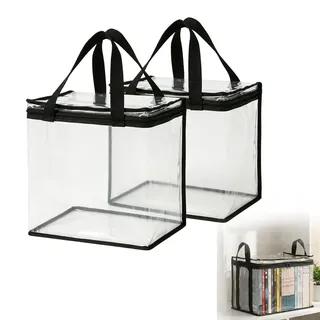 2 Aufbewahrungsboxen für Bücher, faltbar und leicht, für Klassenzimmer, wasserdichter Organizer aus Kunststoff für Schulbedarf, Lehrbücher und Essentials im Studentenwohnheim