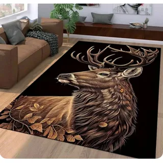 QMETOS Cartoon Hirsch Muster Teppich Für Wohnzimmer Badezimmer Matte Kreative Fußmatte Teppich Für Schlafzimmer Wohnkultur 140X200Cm