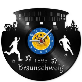 GRAVURZEILE Schallplattenuhr Braunschweig - 100% Vereinsliebe - Upcycling Design Wanduhr aus Vinyl Made in Germany