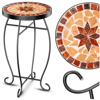 KESSER Beistelltisch, Mosaik-Platte & Metall-Gestell Bistrotisch Gartentisch Blumenhocker braun