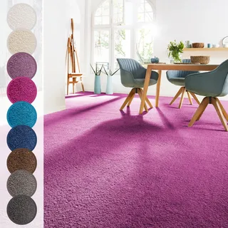 Andiamo Teppichboden ANDIAMO "Sophie, Frisee-Velours, Gesamthöhe 12 mm, Luxusklasse LC3", lila (flieder), B:400cm L:450cm, Kunstfaser, Teppiche, Uni Farben, Breite 400 cm oder 500 cm, strapazierfähig & pflegeleicht
