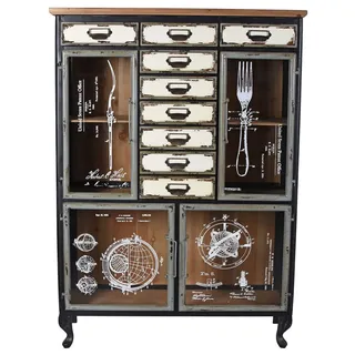 Highboard „Brooklyn LOFT“ – Industrial Kommode | 9 Schubladen & 4 Türen | Holz & Metall | Vintage Küchenschrank montiert lof107 Palazzo Exklusiv