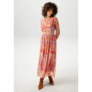 Aniston CASUAL Midikleid, mit farbharmonischem Ethno-Druck - NEUE KOLLEKTION Aniston CASUAL sand-dunkelrot-orange-dunkelgelb-lavendel