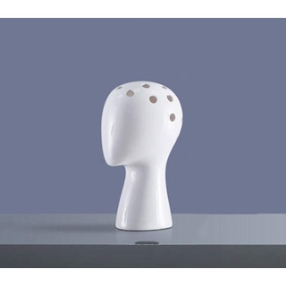 Ownlife Nordic-Art Kreative Menschlicher Kopf Modell Keramik Vase runden Loch Blumenschmuck Startseite Wohnzimmer-Dekoration Blumenvase (Color : White)
