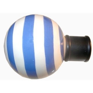 DécoProfi 2 x Endstück Keramikkugel, für Gardinenstangen 16 mm Durchmesser, blau/Weiss