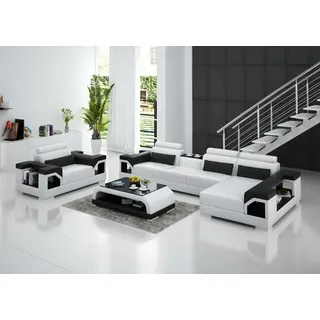 Ledersofa Wohnlandschaft Ecksofa Sessel Couch Garnitur Design Modern Sofa + USB