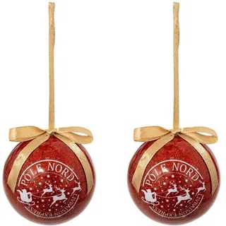 2er-set Weihnachtskugeln Aus Bedrucktem Papier Stempel Rot 60mm - Atmosphera Créateur D'Intérieur
