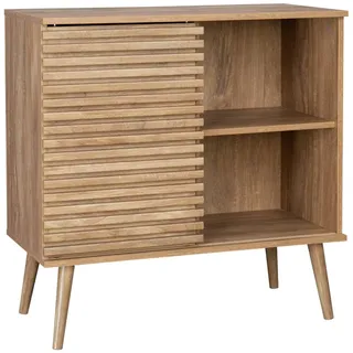 Alice's Garden sweeek - Skandinavisches Sideboard in Holzdekor mit 1 geriffelter Schiebetür und 2 Einlegeböden B 80 cm - Madere