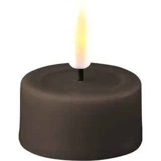 Deluxe Homeart LED Teelicht im 2er Set mit Real Flame, Ø4.1 x H4.5cm, mokka
