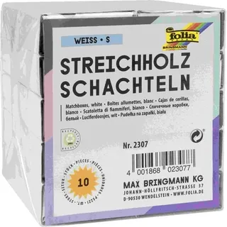 Folia Streichholzboxen WEISS, size S, 10 Stück