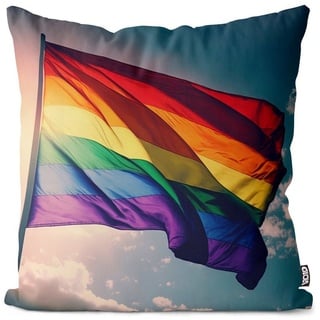 Kissenbezug, VOID (1 Stück), Regenbogen Fahne Flagge Flagge Himmel Wolken Gay pride flag parade cl 60 cm x 60 cm