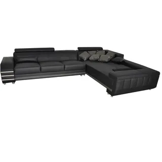 Eck Leder Sofa + USB Polster Sitz Garnitur Wohnlandschaft Design XXL U Form Ecke