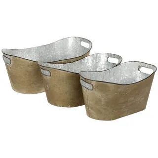 Florists Products Übertopf Vintage Übertopf-Set Metall Wannenform Kupfer/Weiß, 3 Größen