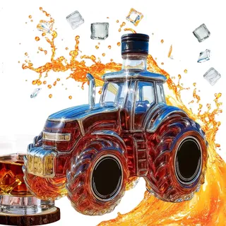 DzpKrka Glasflasche Traktor, 300ml Glasflaschen Whisky, Whiskyflasche Traktor, Alkohol Aufbewahrungsbehälter, Spirituosen Karaffe Flasche, Alkoholflasche Für Party Weihnachten Hochzeiten Restaurant