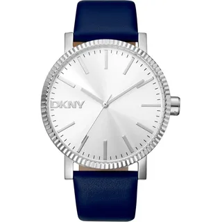 Uhr DKNY DK1L034L0015 Damen Quarz Edelstahl Armband Leder Zifferblatt Silber Neu