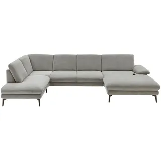 Dieter Knoll Wohnlandschaft Arzona, Grau, Metall, 5-Sitzer, Füllung: Kaltschaum, U-Form, 344x208 cm, Fußauswahl, Stoffauswahl, Sitzqualitäten, seitenverkehrt erhältlich, Hocker Rücken echt, individuell planbar, Wohnzimmer, Sofas & Couches, Wohnlandschaften, Wohnlandschaften in U-Form