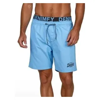 DENIMFY Badehose Herren Lang Badeshorts Doppelter Bund DFNeo Maya Blau 5XL